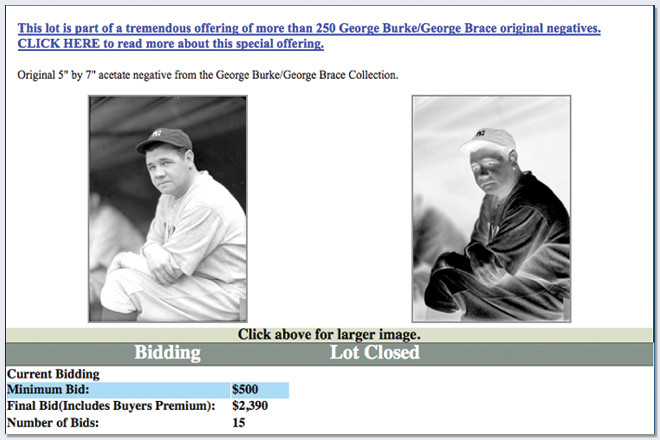 This screenshot of an online sale are among scores of photographic negatives sold from the Grace Collection since John Rogers acquired the archive in 2012.