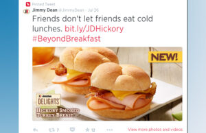 A screenshot taken from Jimmy Dean's Twitter account shows the new lunch sandwiches being offered.