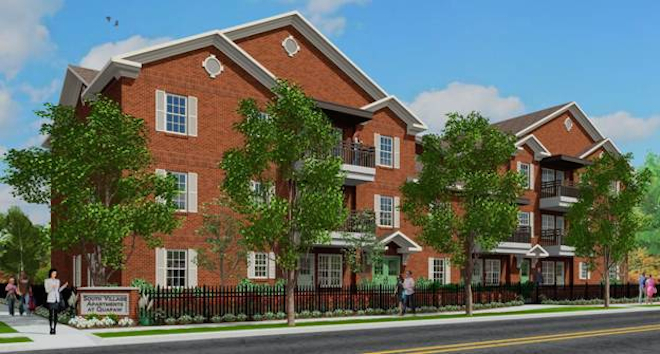 This artist's rendering shows the proposed South Village Apartments at Quapaw in downtown Little Rock. Construction started recently on the apartment complex at 1301 Louisiana St.