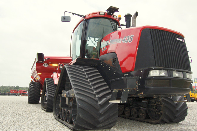 The Case/IH tractor at Homestead Equipment in Jonesboro features tracks instead of wheels. Tracked vehicles are popular with commercial dirt movers because the vehicle maintains its power while turning.