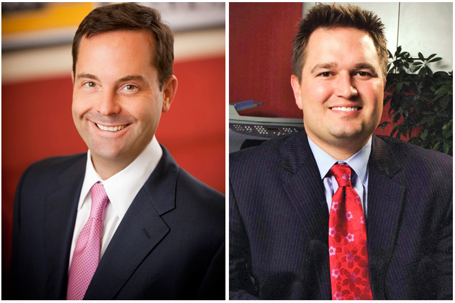 Mark McLarty (left) is the new owner of Bale Honda in Little Rock. It will be rebranded as Landers-McLarty Honda with Steve Landers Jr. (right) handling day-to-day operations of the auto dealership.