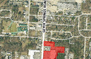 Geyer South and the Geyer Springs Shopping Center (shaded in red) were purchased by a Brooklyn, New York, limited liability company.
