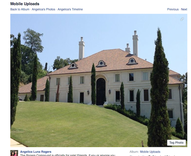 A screengrab of the Facebook page announcing the Rogers home sale.