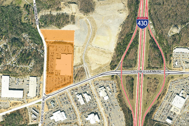 The shaded area above represents the two parcels sold by Baptist Health to BCP-Colonel Glenn LLC for $8.5 million.