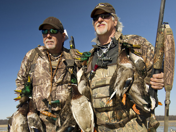 Stan Jones (right), on a hunt with Mike Morgan, is a farmer, conservationist and former college football player who represents five generations of family who farmed and hunted the Clover Bend area.