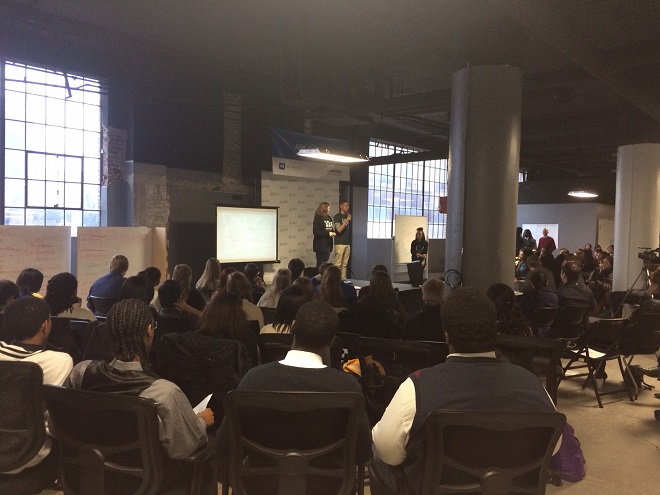 The Innovate 2 Educate event, conjured and run by Noble Impact and EAST Initiative students from eStem High School, drew about 200 eStem students to the ARK Challenge space in downtown Little Rock on Friday.