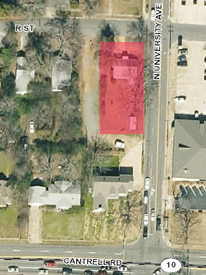 Regions Bank's request for a rezoning of the property shaded in red above was denied.