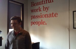 David Allan soaks up his new gig as CEO of Tagless Style in the downtown Little Rock offices of Few.&nbsp;