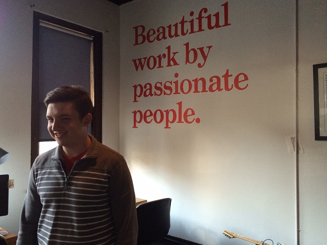 David Allan soaks up his new gig as CEO of Tagless Style in the downtown Little Rock offices of Few.&nbsp;