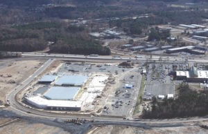 This aerial photo of the Outlets at Little Rock was taken in December. The 325,000-SF shopping center is to open in the summer.