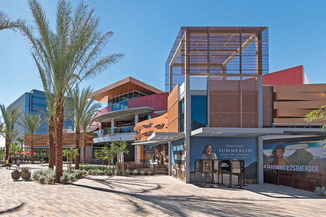 A nine-story office building and more than 1.3 million SF of retail space are the centerpieces of Downtown Summerlin in the western suburbs of Las Vegas. VCC LLC of Little Rock oversaw construction of the $344 million, 106-acre development, portrayed as the largest retail project to come on line in the nation since 2008. | (Photos provided)