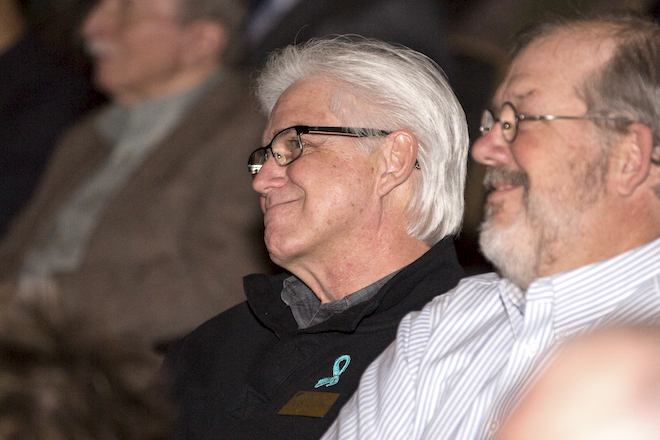 Charles Peer reacts after finding out that $2 million was given anonymously to create an endowed chair, the Charles Peer Endowed Chair in Visual Arts, named after him. Peer has worked as a professor at JBU since 1987, and is an award winning pastel artist.