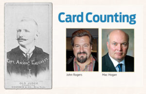 The Fritsch collection contains a complete set of N172 Old Judge baseball cards, including the one above of Cap Anson who reached 3,000 hits in 1897, a major league first. The authenticity of the collection, purchased by John Rogers in 2013, has been called into question by former business partner Mac Hogan.