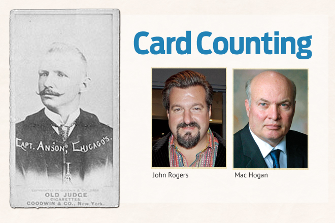 The Fritsch collection contains a complete set of N172 Old Judge baseball cards, including the one above of Cap Anson who reached 3,000 hits in 1897, a major league first. The authenticity of the collection, purchased by John Rogers in 2013, has been called into question by former business partner Mac Hogan.