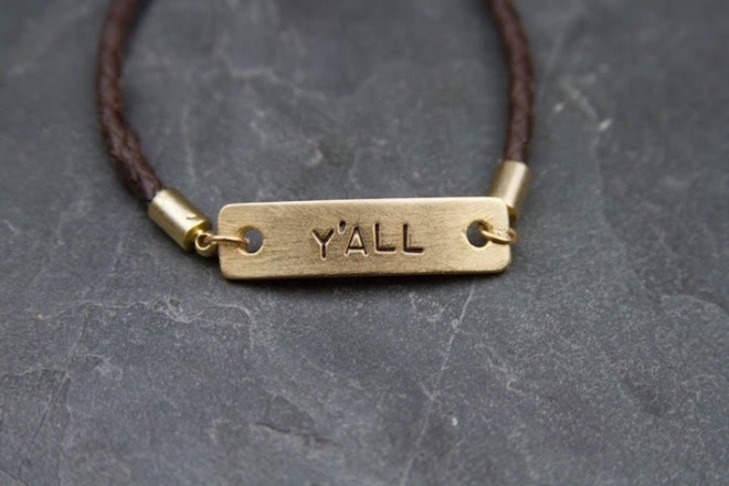 The braided leather "Y'all" bracelet, part of the new Bourbon & Boots by Dillard's line.