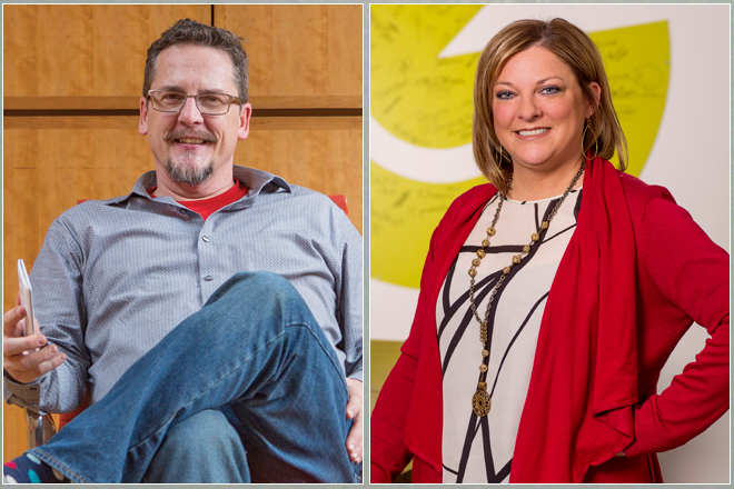 Brent Robinson, CEO of Modthink, based in Fayetteville; Amy Callahan, co-founder of Collective Bias in Rogers.