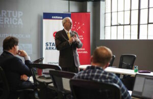 Gov.&nbsp;Asa Hutchinson discusses the importance of STEM education and tech-based entrepreneurship at the Venture Center in Little Rock earlier this year.