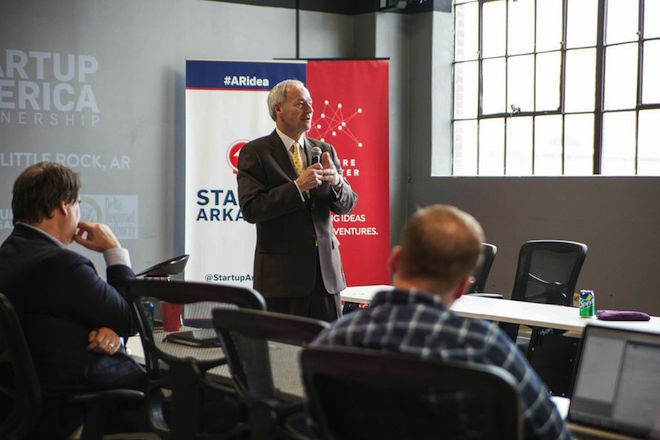 Gov.&nbsp;Asa Hutchinson discusses the importance of STEM education and tech-based entrepreneurship at the Venture Center in Little Rock earlier this year.