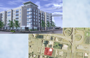 The new Homewood Suites hotel, shown in the artist rendering above left, will be located in downtown Little Rock at the corner of Fourth Street and River Market Avenue.