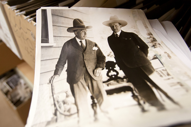 What is the former Rogers Archives in North Little Rock really worth? Displayed is a 1927 photo of President Calvin Coolidge, right, and Gen. Leonard Wood.