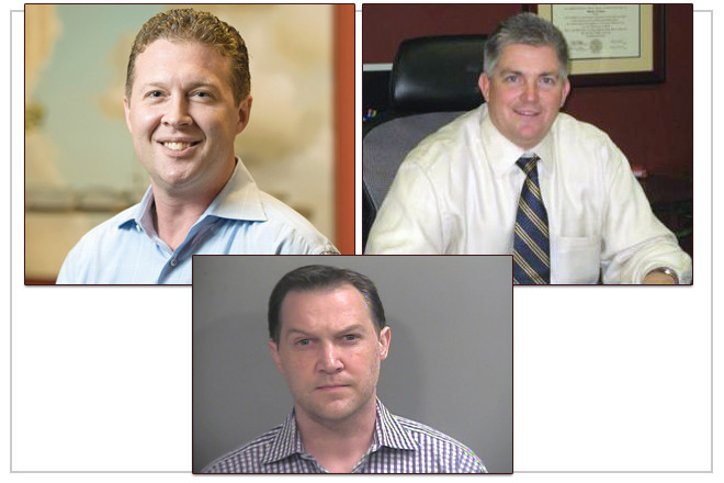 Clockwise from top left, James Van Doren and Vaughn Knight will each be the subject of court appeals this week in relation to their dealings with Brandon Barber.