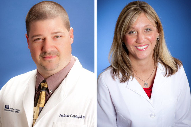 Dr. Andrew Coble and nurse Sammie Cribbs, both of North Arkansas Regional Medical Center in Harrison.