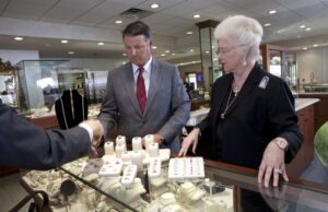 Bill Jones, CEO of Sissy's Log Cabin, with his mother, Sissy Jones, who founded the jewelry store in 1970.