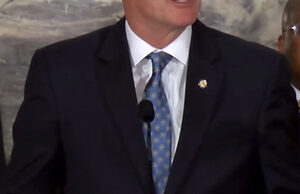 Gov. Asa Hutchinson at Tuesday's announcement in Little Rock.