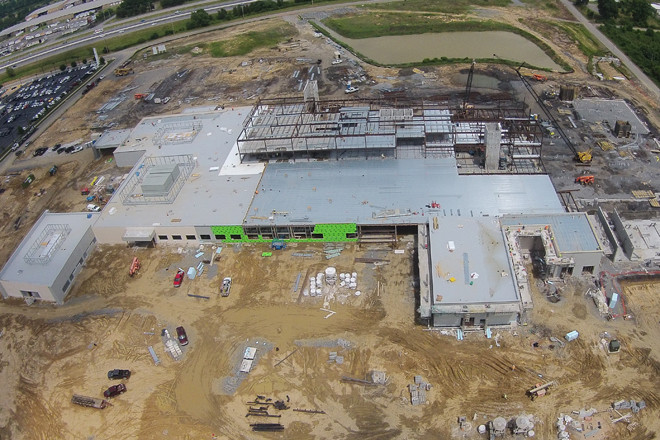 An overhead look at the 37-acre Baptist Health Medical Center-Conway property adjacent to Interstate 40, as it appeared in May.