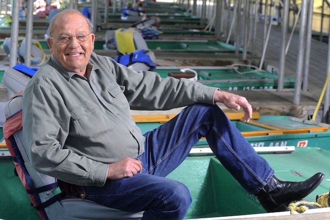Jim Gaston in one of the many boats at his Gaston's White River Resort in Lakeview.
