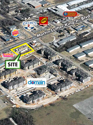 The property site bordered in yellow above may become the location of a Jimmy John's restaurant.