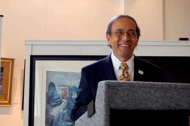 Paul Leopoulos speaks at a news conference July 22 about the Thea Foundation's $2 million campaign.