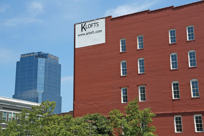 Scott Reed’s 42,000-SF K Lofts project at 315 Main St., above, and the 3-building, 125,000-SF Main Street Lofts  project at 510-524 Main St. have drawn lien claims for unpaid work by contractors. The historic redevelopments in downtown Little Rock also are many months behind schedule  with unfinished construction remaining.