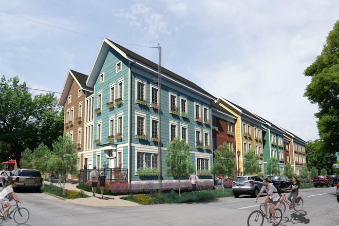 A rendering of Moses Tucker Real Estate's new project,&nbsp;The Row at Legion Village, between Capitol and Sixth streets.