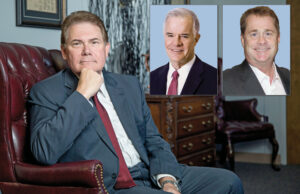 Former state Rep. Allen W. Kerr sold his independent insurance agency in June 2013 and succeeded Jay Bradford (left inset) as commissioner of the Arkansas Insurance Department in January of this year.&nbsp; Another former commissioner, Mike Pickens (right inset), criticized the treatment Kerr recieved from Bradford.