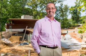 Scott Eccleston, Crystal Bridges’ director of grounds and facilities, says the reassembly of the Bachman Wilson House, designed by famed architect Frank Lloyd Wright and moved from New Jersey, is nearly complete and the house should be open to tours by this fall.