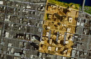 An aerial view of the area being branded as the Financial Quarter.&nbsp;