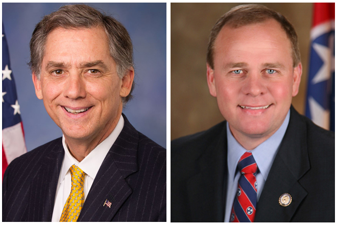 Rep. French Hill of Arkansas' 2nd Congressional District and Rep. Stephen Fincher of the 8th Congressional District of Tennessee, both Republicans.
