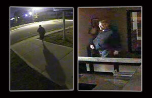 John Rogers outside his former business in North Little Rock (left) and leaving with three backup hard drives of images under his jacket after making a late night, “unlawful” visit on Aug. 22, 2015.