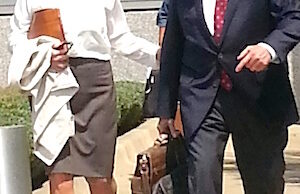 Martha Shoffner and her lawyer Chuck Banks leaving federal court on Friday.