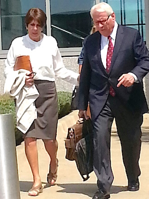 Martha Shoffner and her lawyer Chuck Banks leaving federal court on Friday.