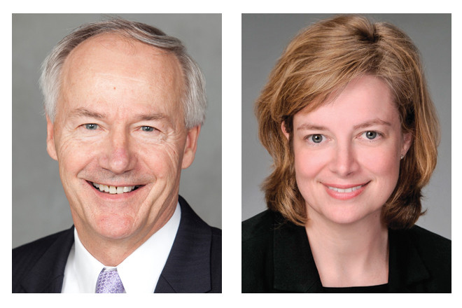 Gov. Asa Hutchinson and U.S. District Judge Kristine Baker