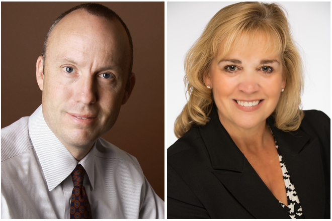 Matt Kendall, executive director of Arvest Bank mortgage operations, and Kathleen Craig, director of mortgage production operations.