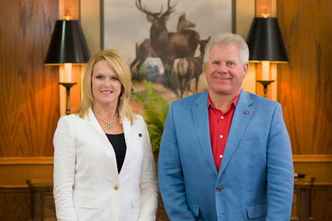 Home BancShares Chairman Johnny Allison and Donna Townsell, senior executive vice president of corporate efficiencies.
