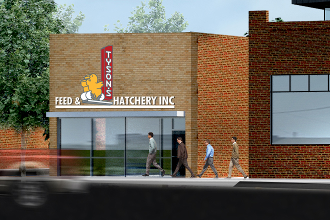 A rendering of a planned corporate office to be constructed by Tyson Foods on Emma Avenue in Springdale.