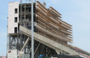 Centennial Bank Stadium press box construction at Arkansas State University in Jonesboro.