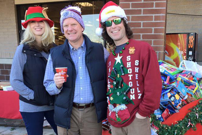 Adam Dunaway (far right) with his Alice 107.7 morning co-host Heather Brown (left) and KTHV Channel 11 weatherman Tom Brannon at a recent remote appearance.