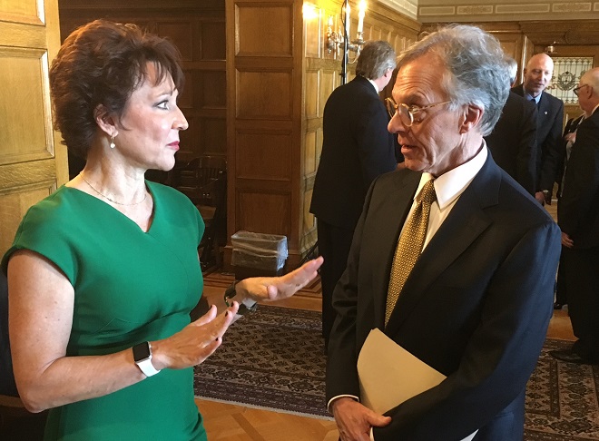 ARA board chair Sonja Hubbard and ARA president and CEO Jerry Adams at Thursday's announcement.&nbsp;