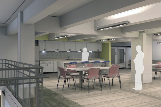 A rendering of the planned kitchen area in the Technology Park.