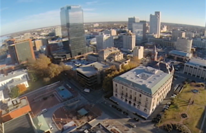 The view of downtown Little Rock via construction crane.